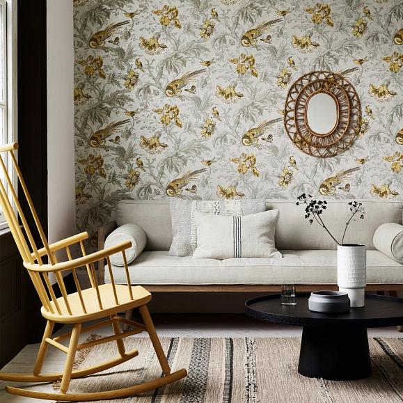 Обои Little Greene Archive Trails II Crowe Hall Lane 0291CRGILTZ фото в интерьере